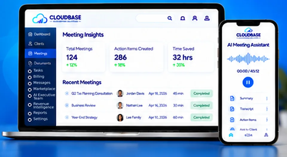 Cloudbase meeting insights and AI Meeting Assistant on a phone